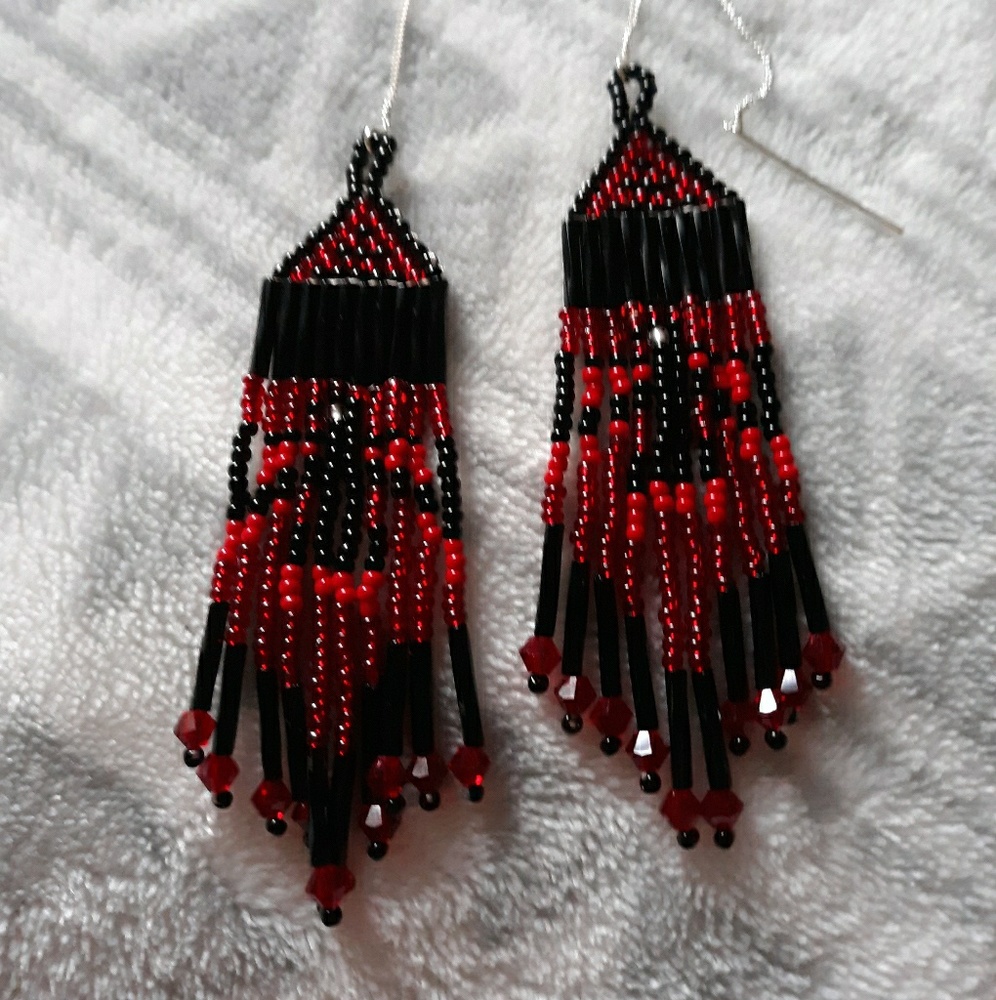 Hand Beaded Thunderbird Earrings